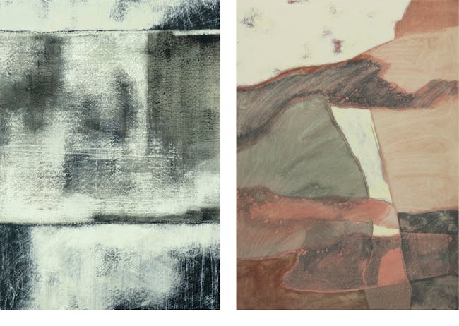 Two paintings of different shapes and sizes