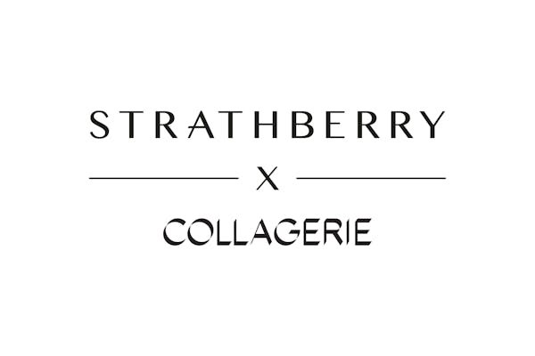 Una foto in bianco e nero con la scritta stratberry x collagerie