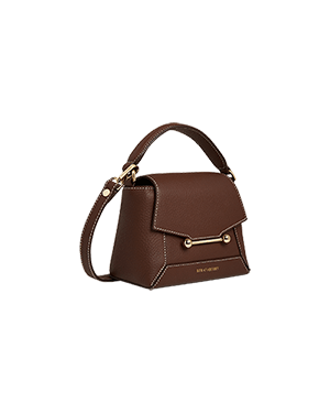 A brown handbag on a green background