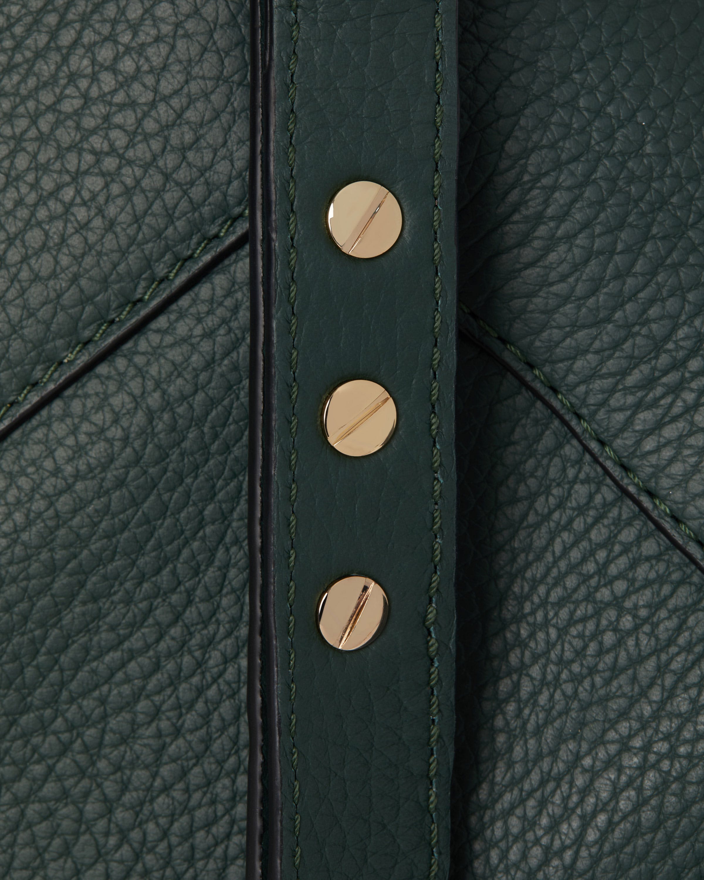 A close up of a green leather jacket