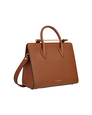 A brown handbag on a white background