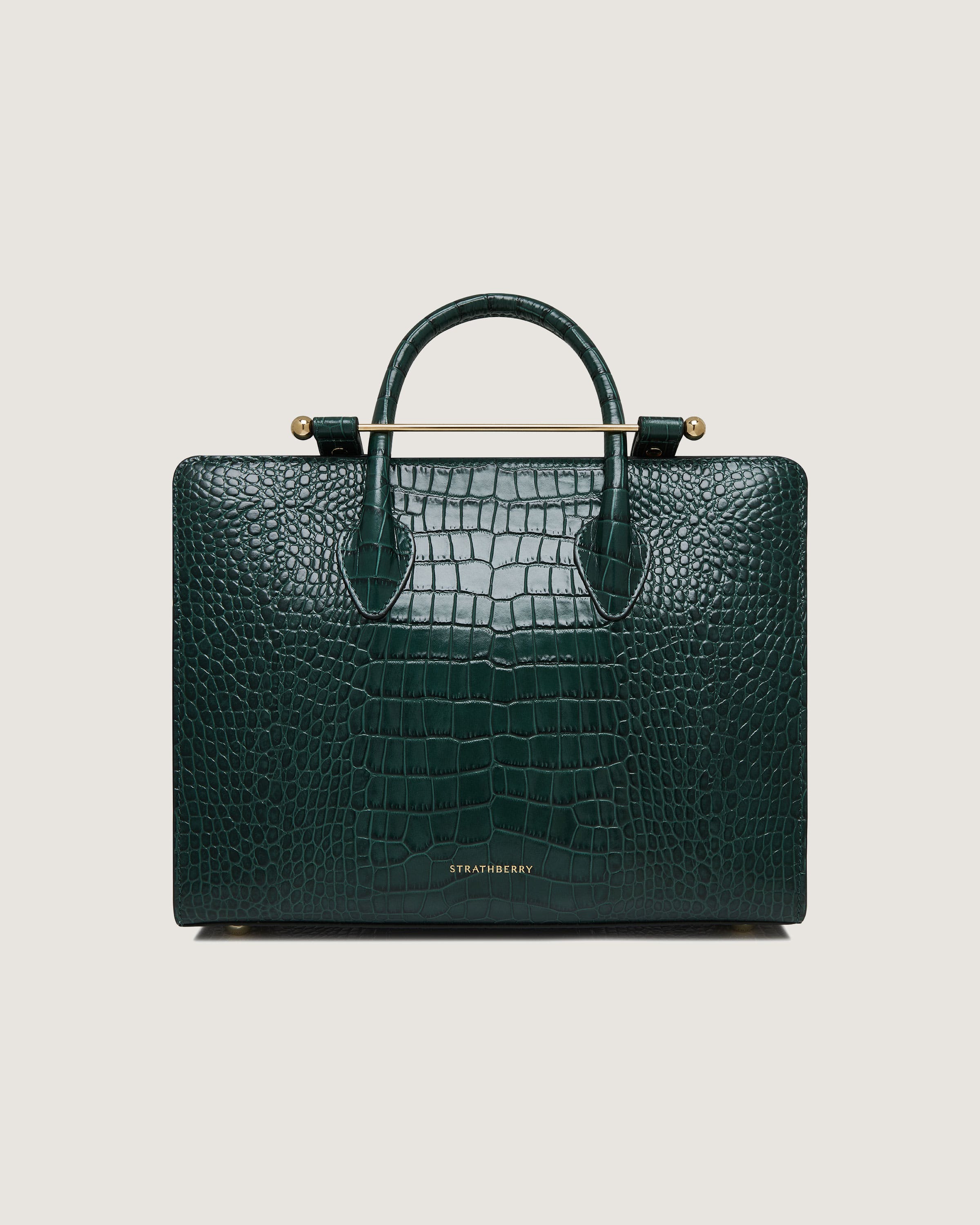 A green crocodile - embossed leather briefcase