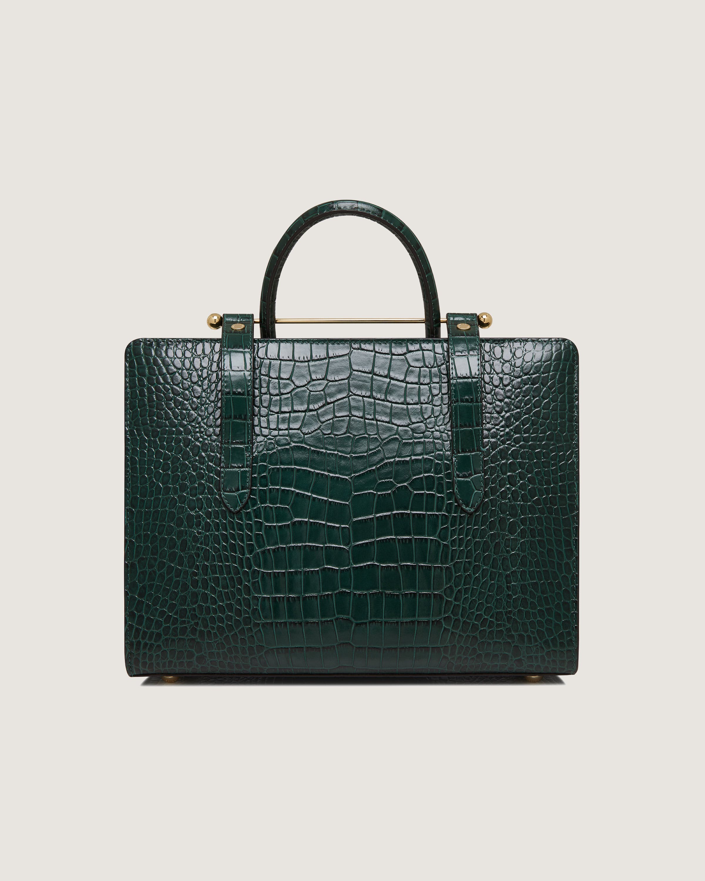 A green crocodile - embossed leather briefcase