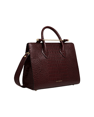 A brown handbag on a white background