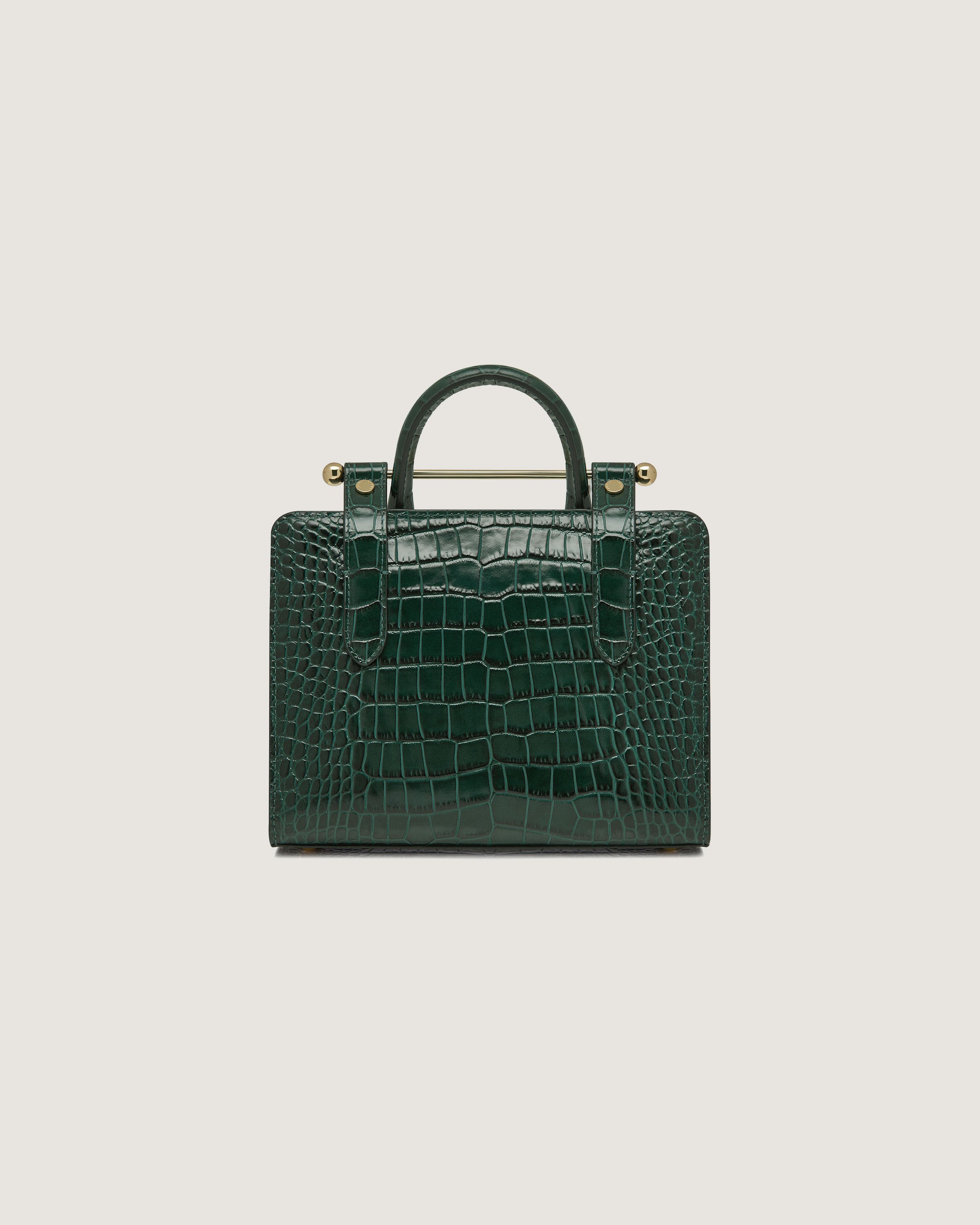 A green crocodile - embossed leather briefcase