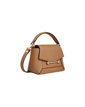 A brown handbag on a green background