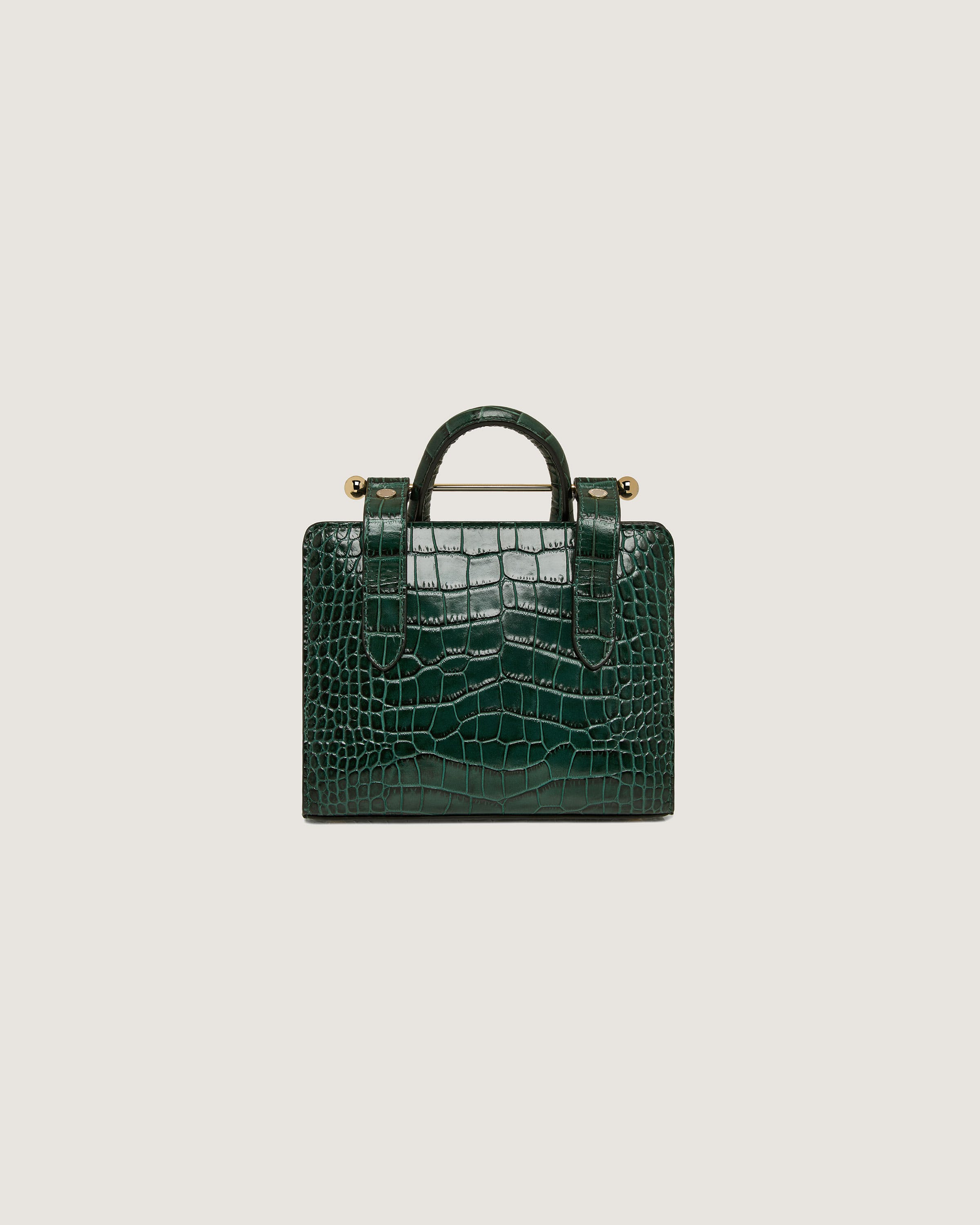 A green crocodile - embossed leather briefcase