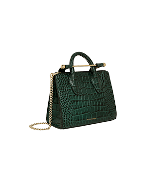 A green handbag on a green background