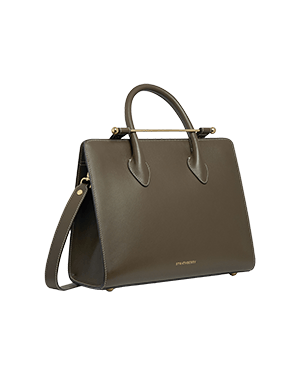 A brown handbag on a white background