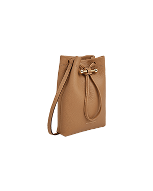 A brown handbag with a bow on the handle