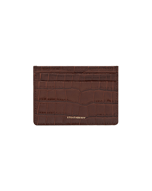 A brown leather card case