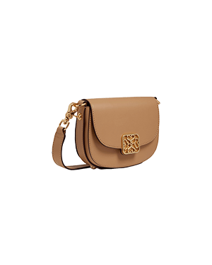 A small tan cross body bag