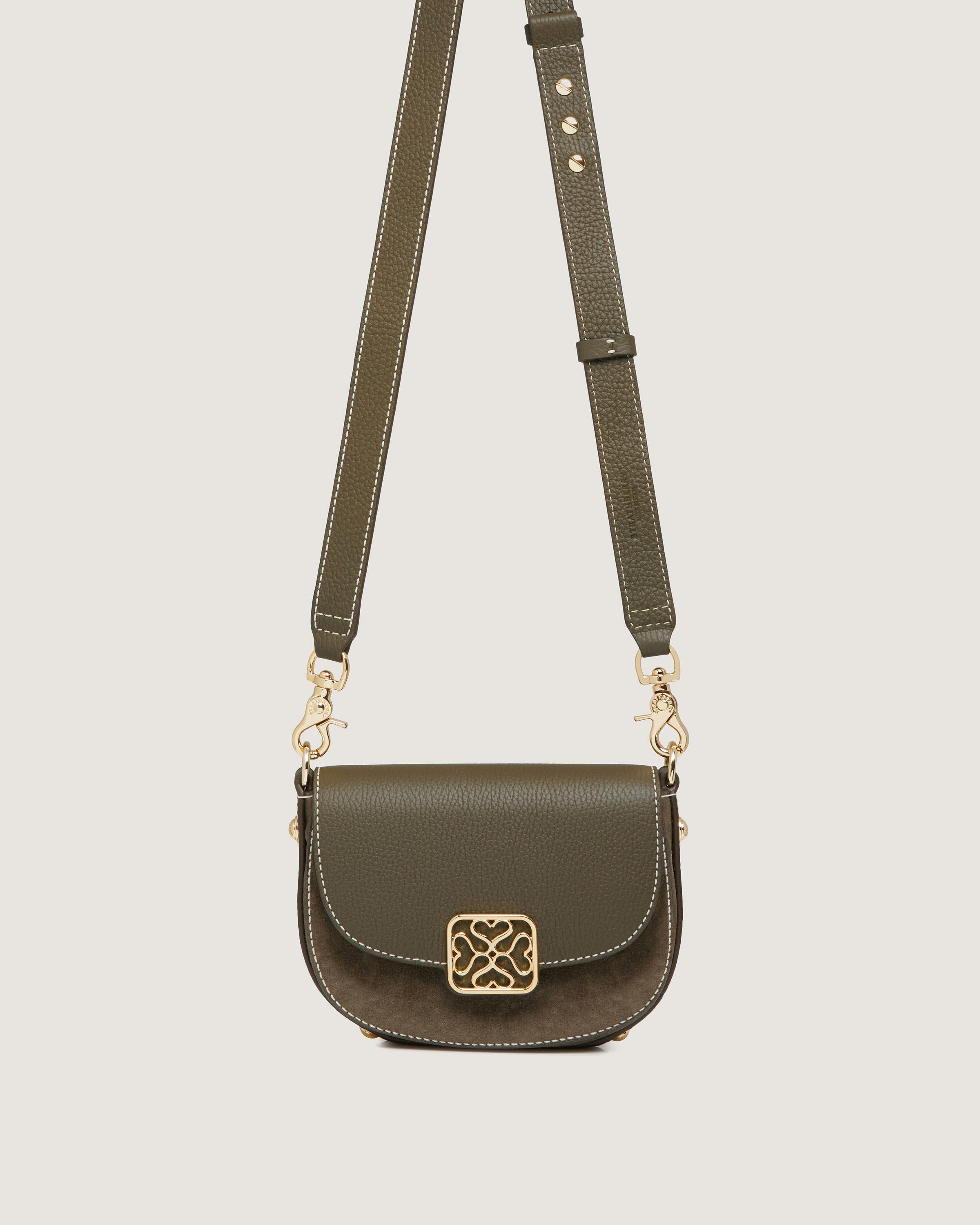 A cross body bag with a chain strap