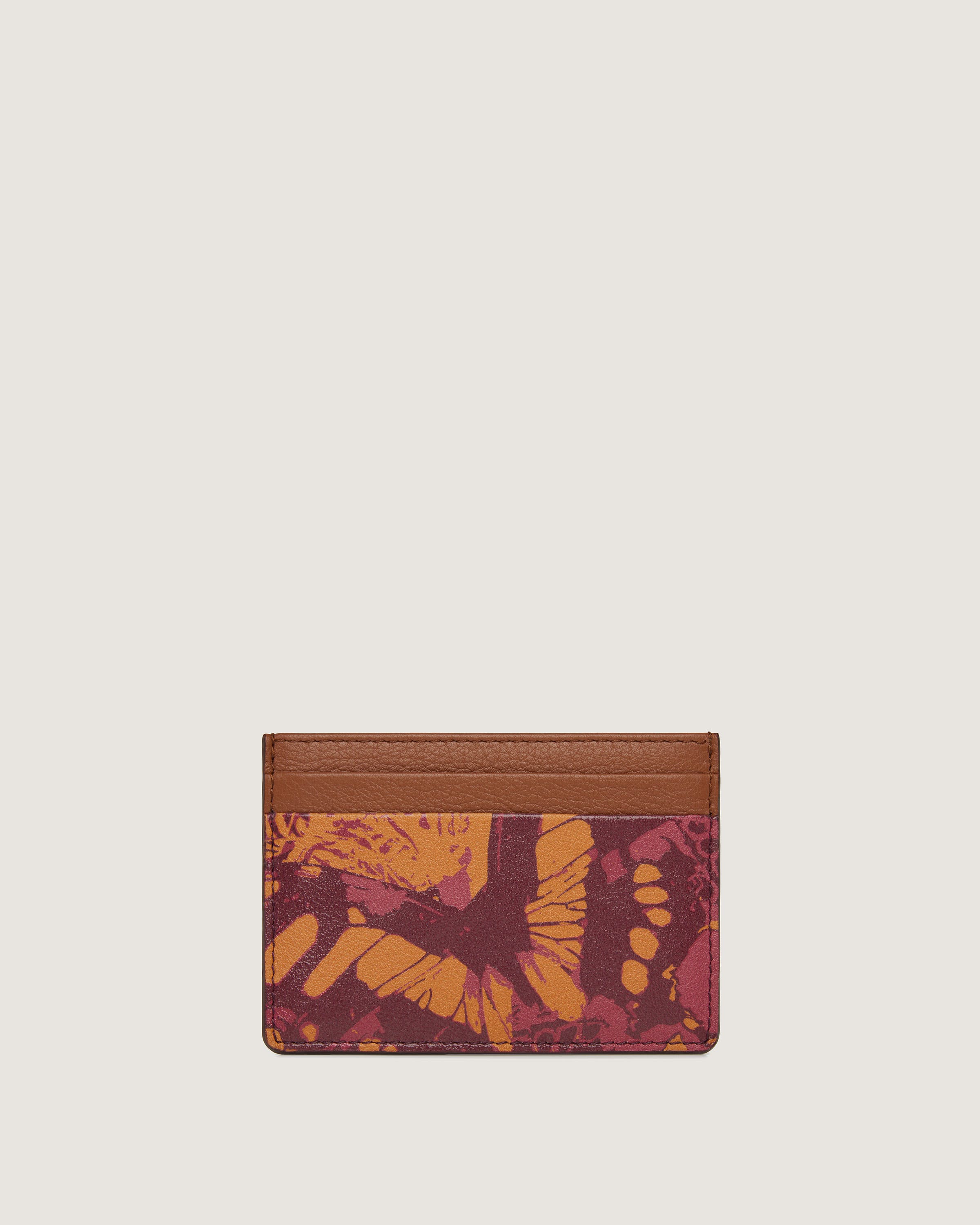 A card case with a butterfly print on it