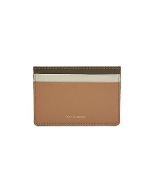 A tan and white card holder