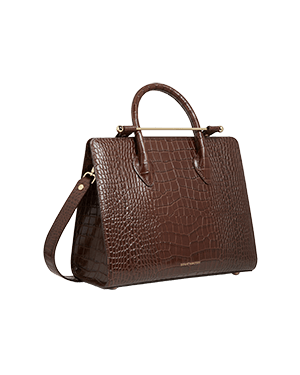 A brown handbag on a white background