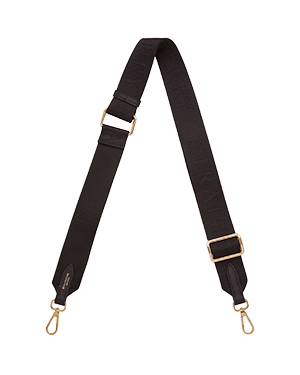 A black strap with a gold buckle