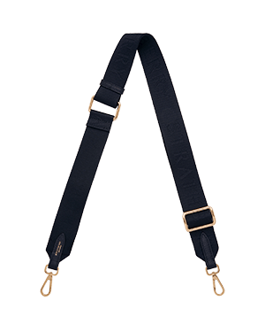 A black strap with a gold buckle