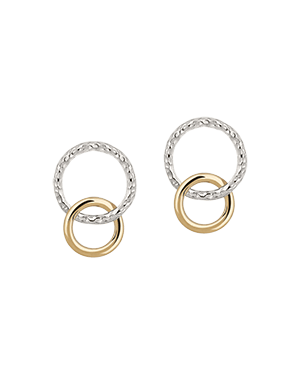 A pair of gold and silver earrings