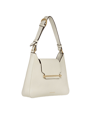 A white handbag on a white background