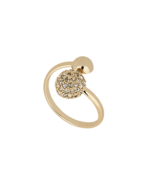 A gold ring with a flower and a diamond center