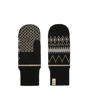 A pair of black mitts on a green background