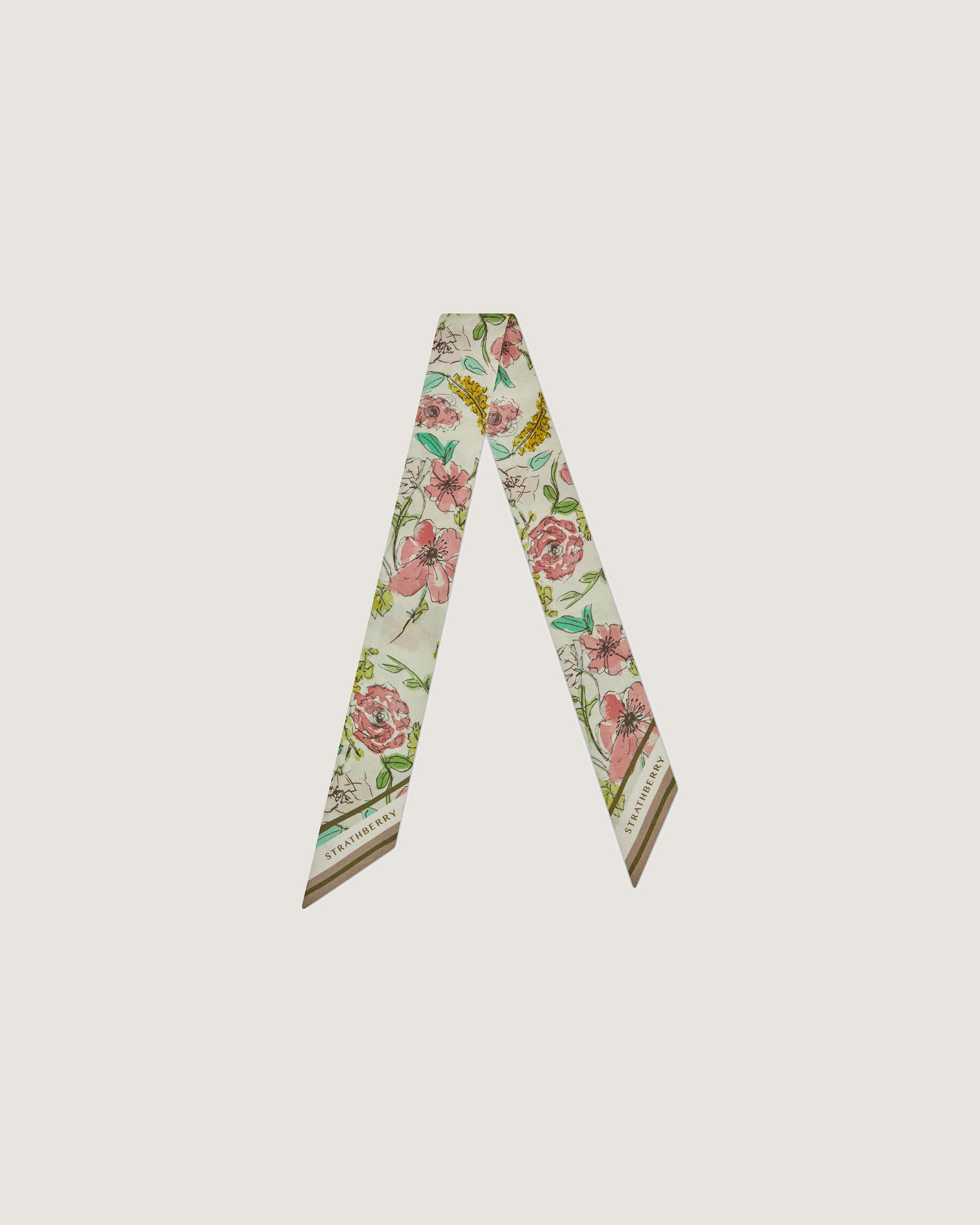 A flowered neck tie with a bird on it