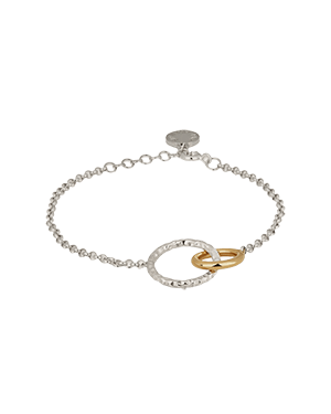 A gold and silver bracelet with two links