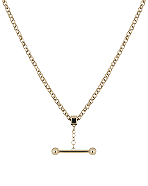 A necklace with a bar on a chain