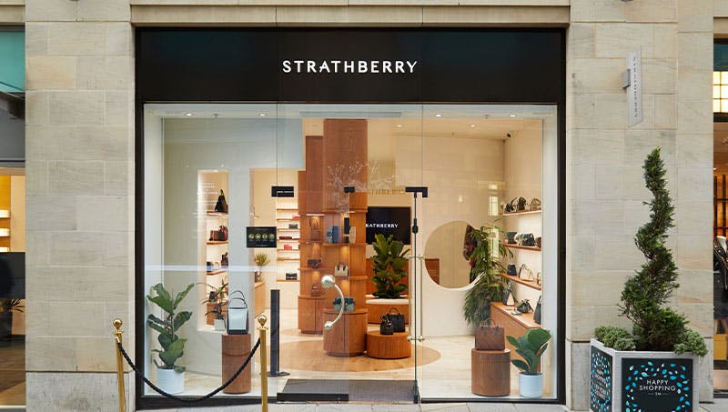 A store front with a display of plants in the window