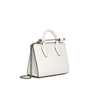 A white handbag on a white background