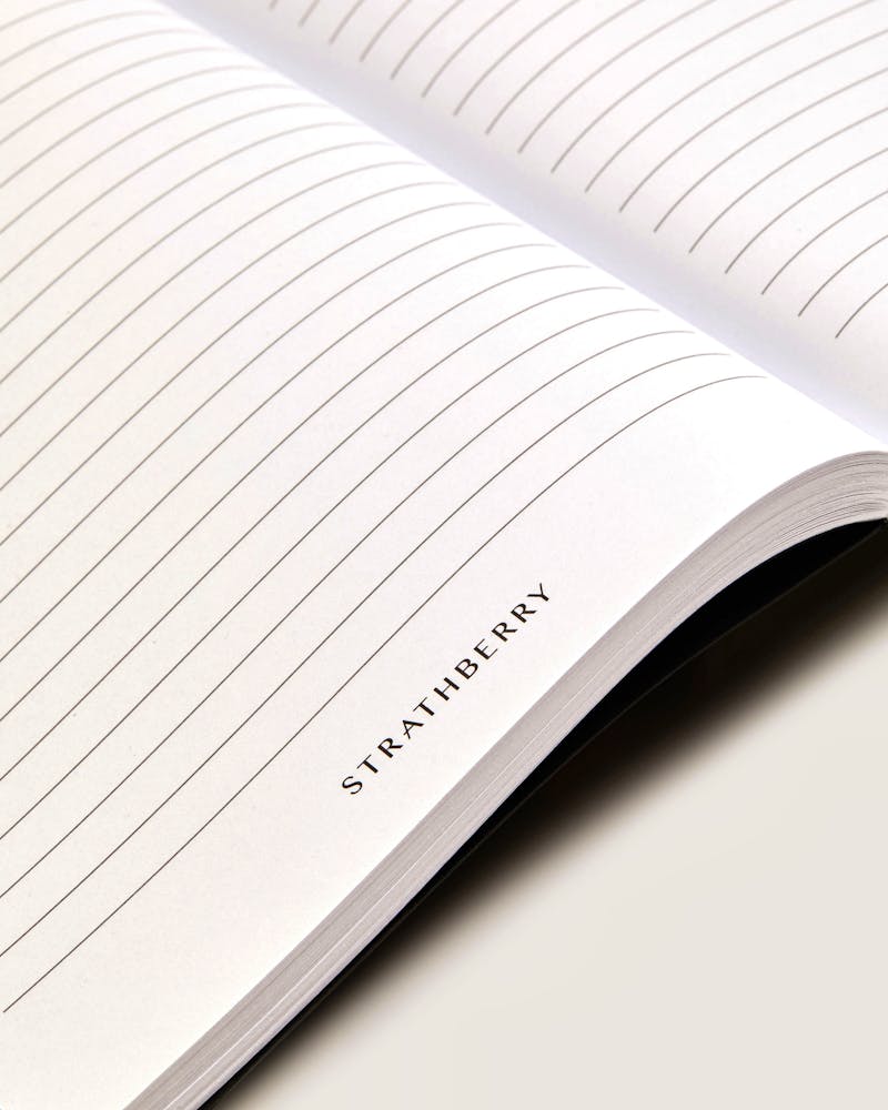 A spiral bound notebook with the words start and library written on it