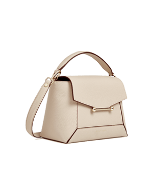 A white handbag on a white background