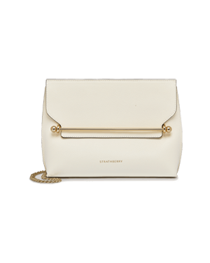 Vanilla Strathberry Stylist bag front with gold bar detail and chain strap