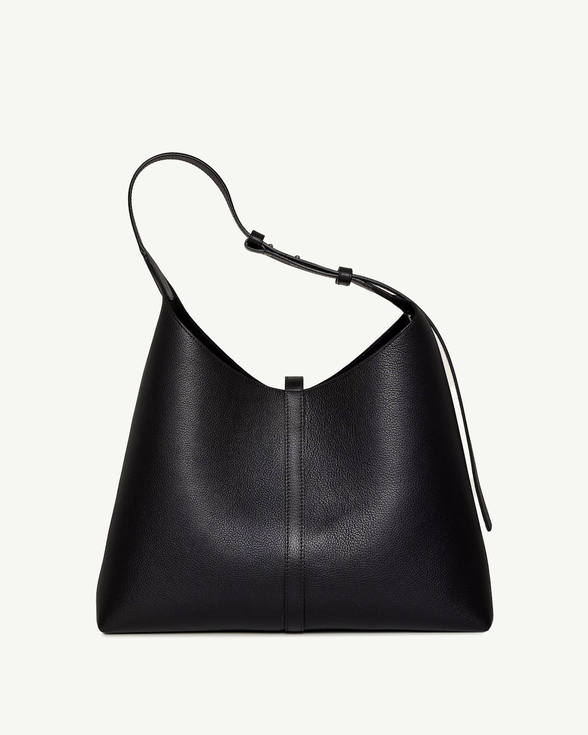 Black Kite Hobo Maxi shoulder bag in pebbled leather with single adjustable strap.