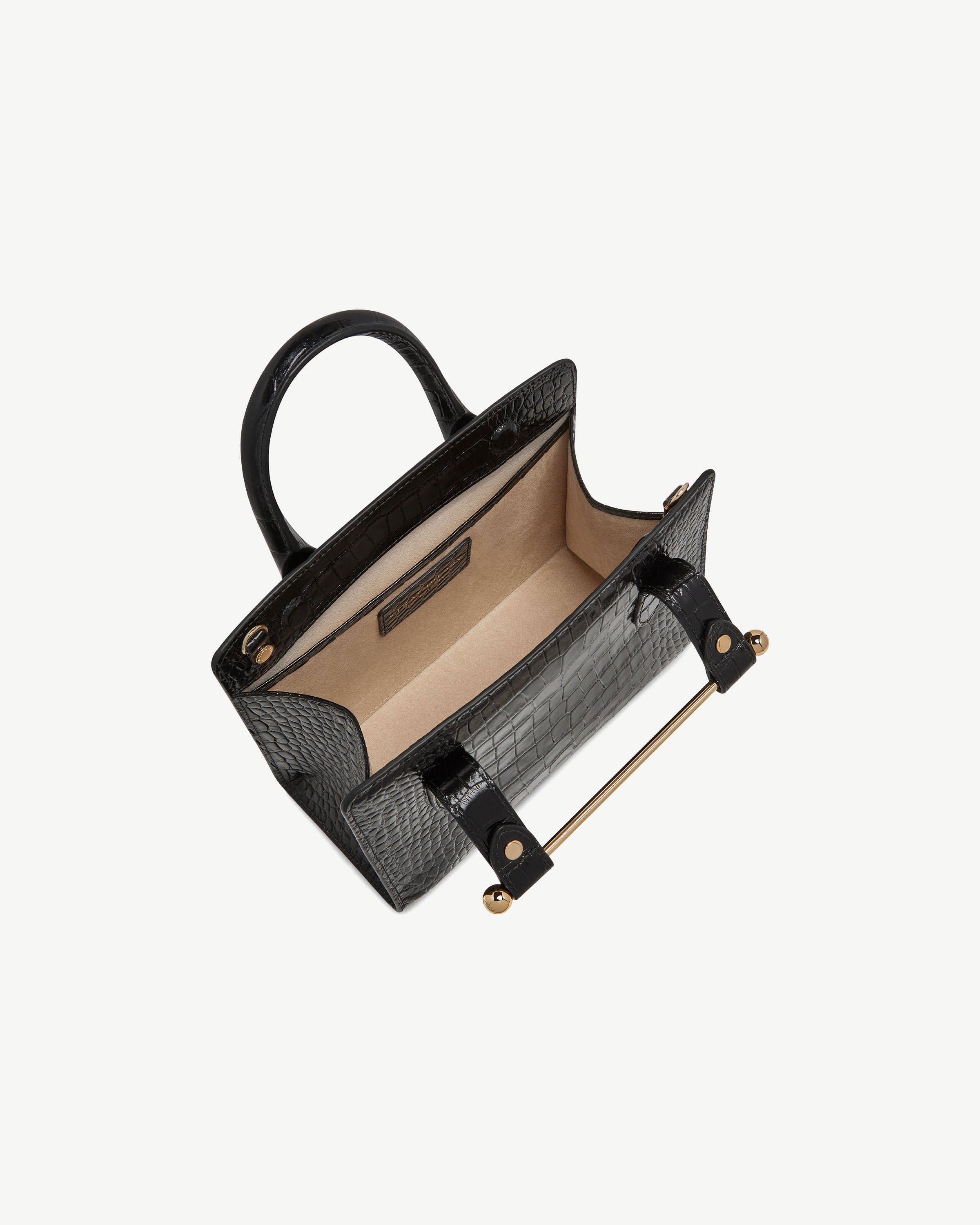 Mini Tote - Croc-Embossed Leather Black | Strathberry