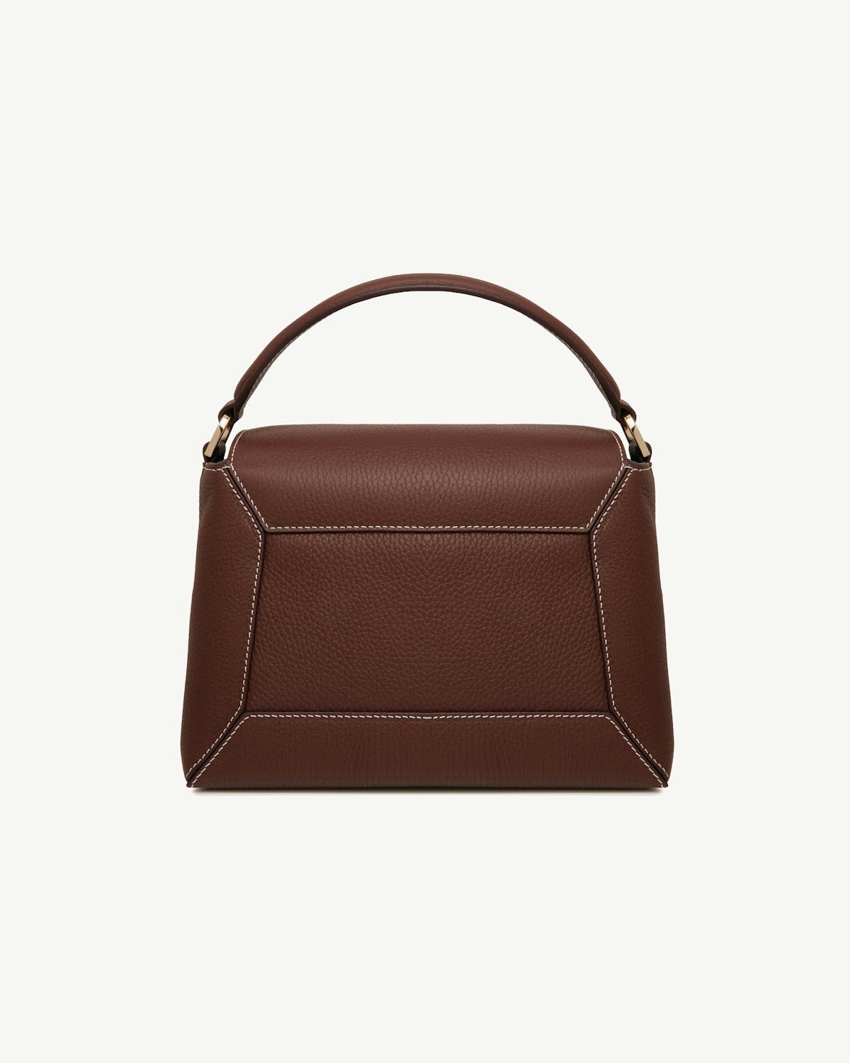 Chocolate Mosaic bag with vanilla stitching, back panel and top handle