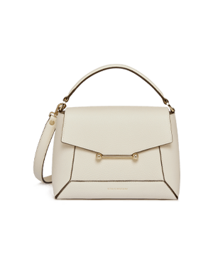 Vanilla Strathberry mosaic bag with top handle, detachable shoulder strap and gold hardware.