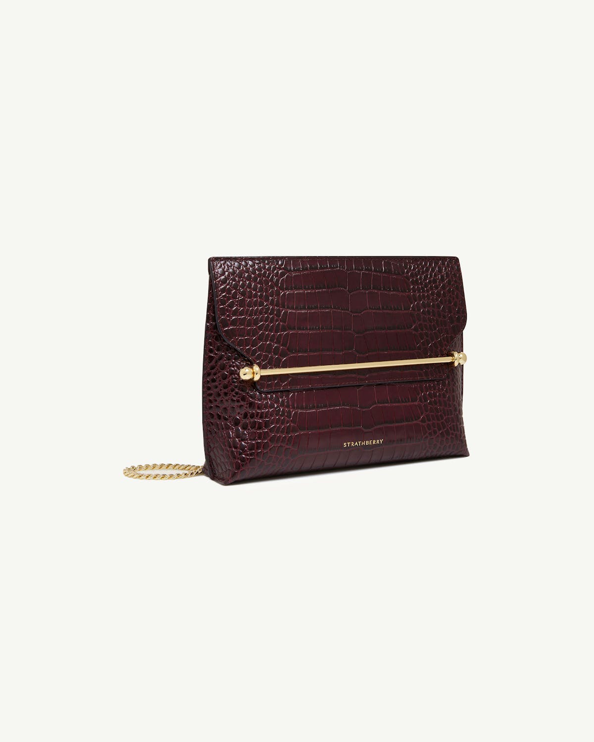 Strathberry Stylist croc-embossed leather bag on chain, front view