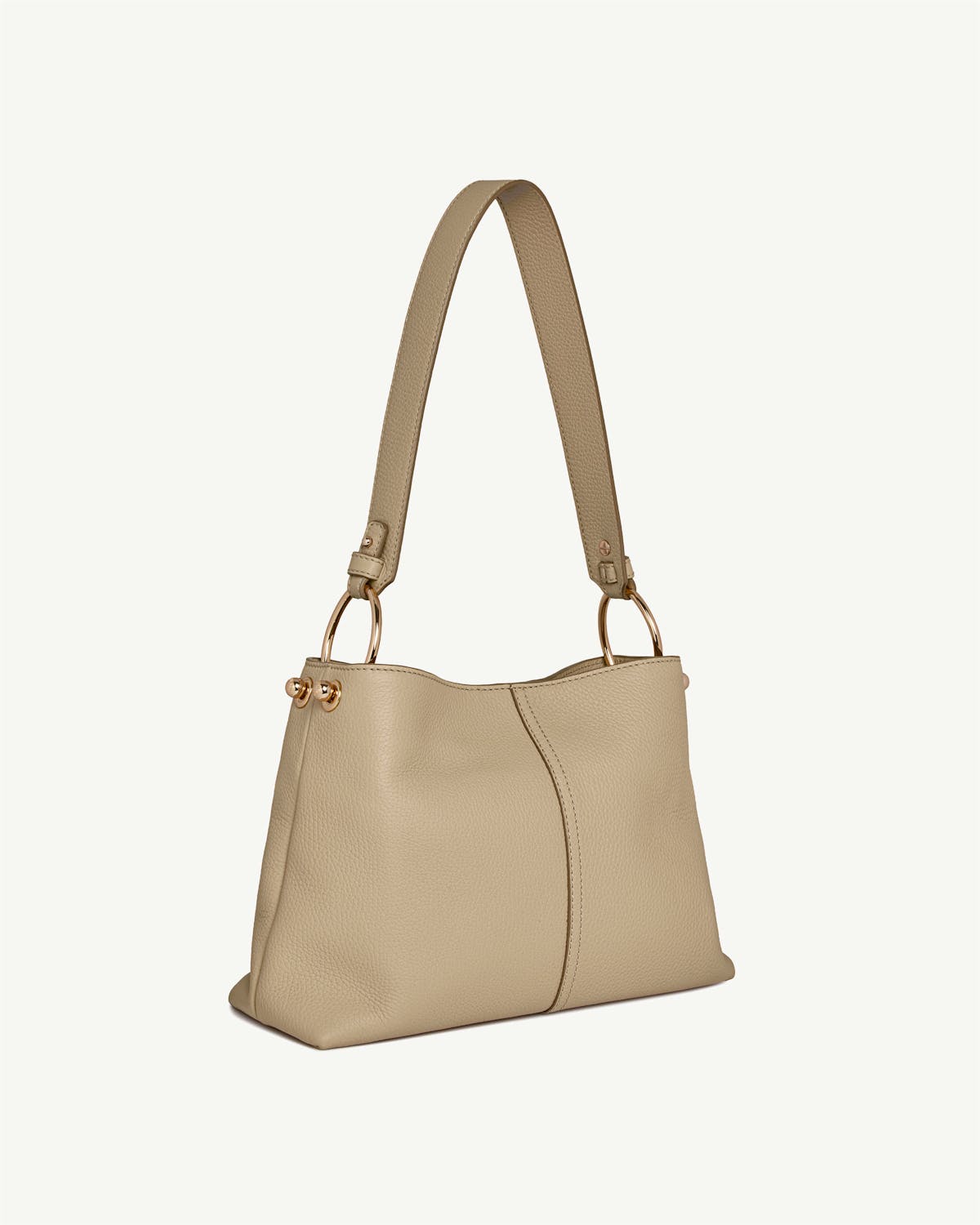 Sand leather Lana Hobo with shoulder strap and gold ring hardware