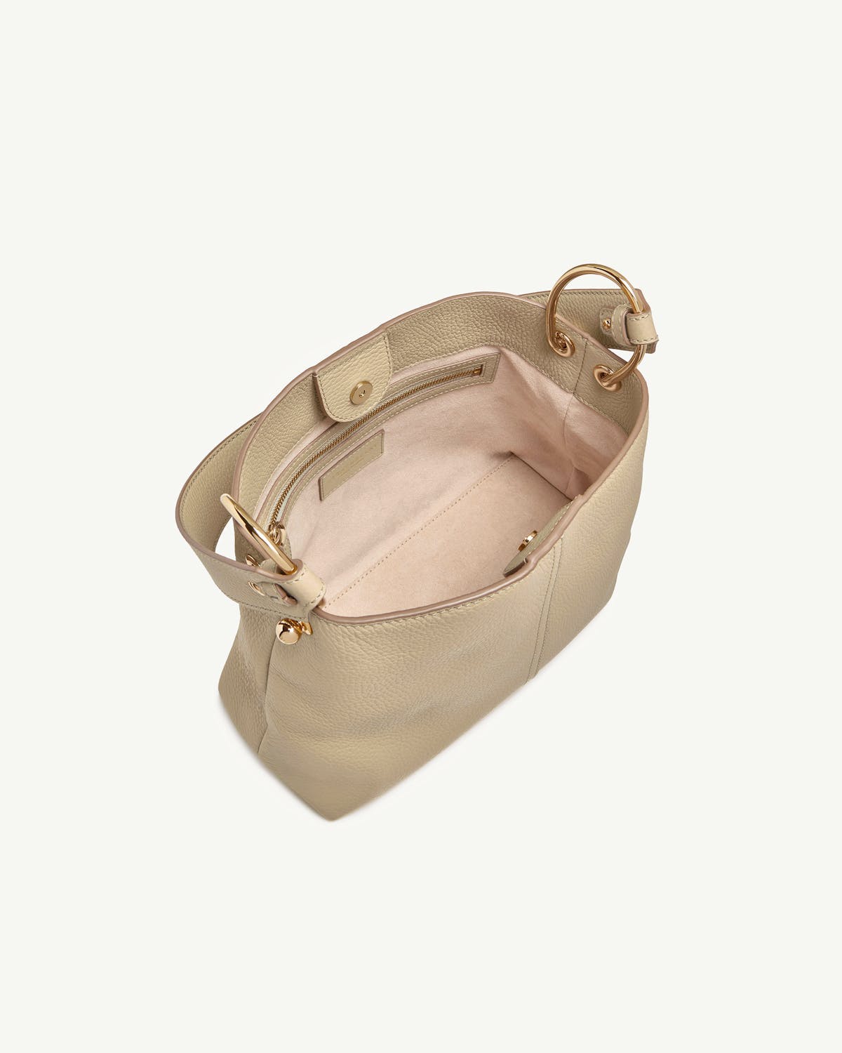 Lana Hobo bag in sand with open interior and zip pocket