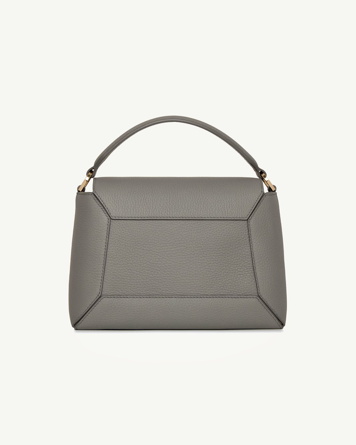 Stone grey mosaic bag with top handle and stitched panel detailing.