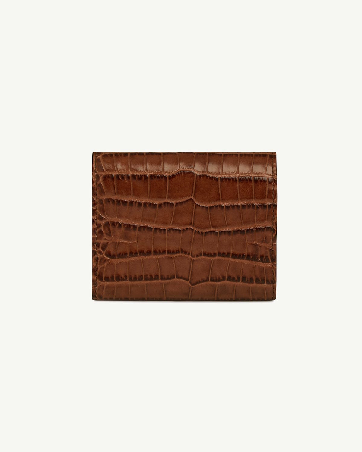 Mosaic trifold wallet in soft croc brown, front view