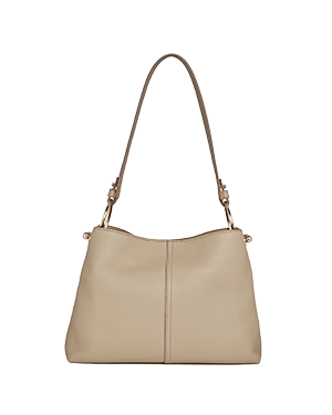 Sand leather hobo bag with single shoulder strap and central vertical seam