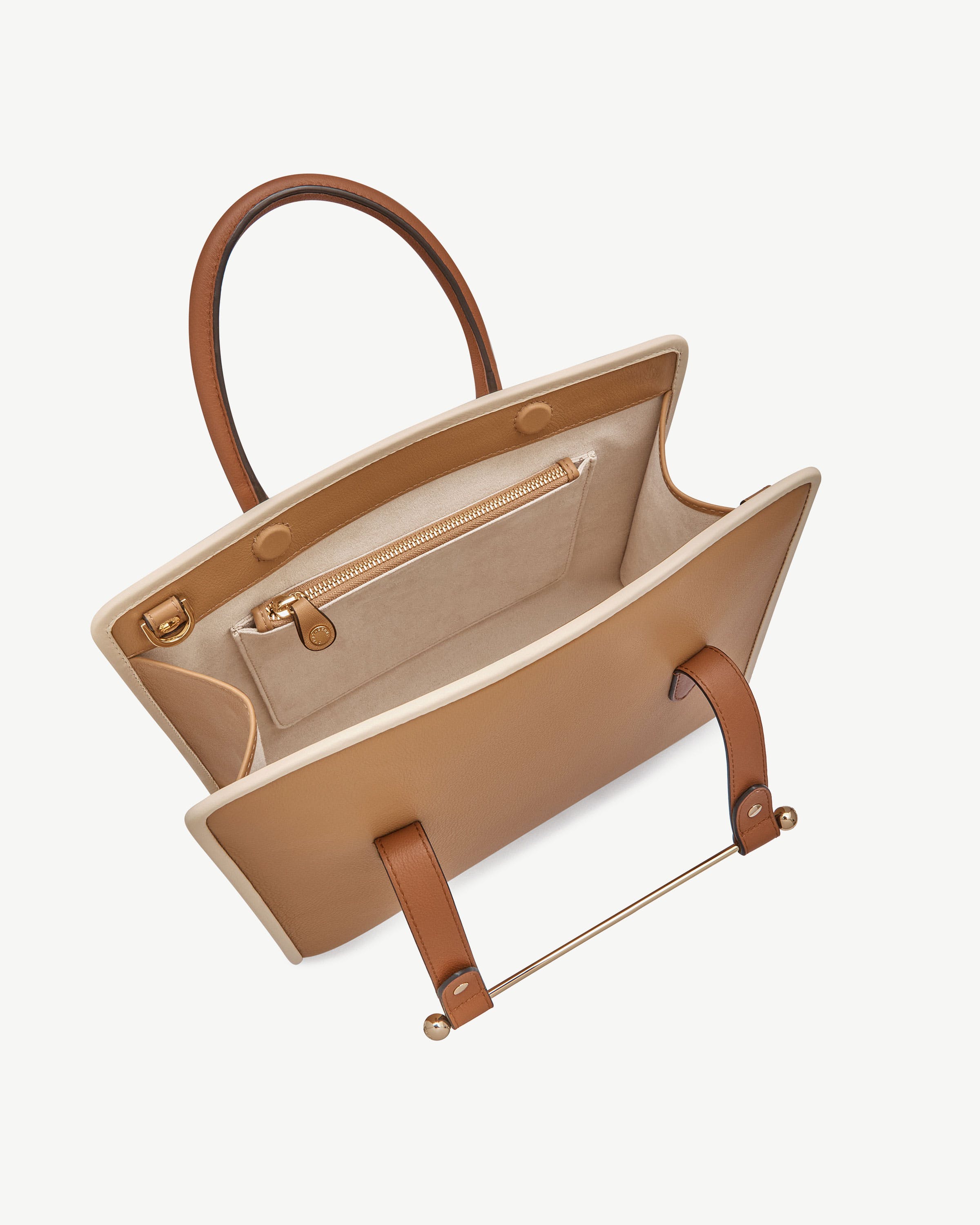 Strathberry - Midi Tote - Top Handle Leather Tote Bag - Caramel