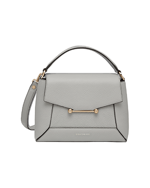 Marble grey mosaic bag with top handle and shoulder strap.