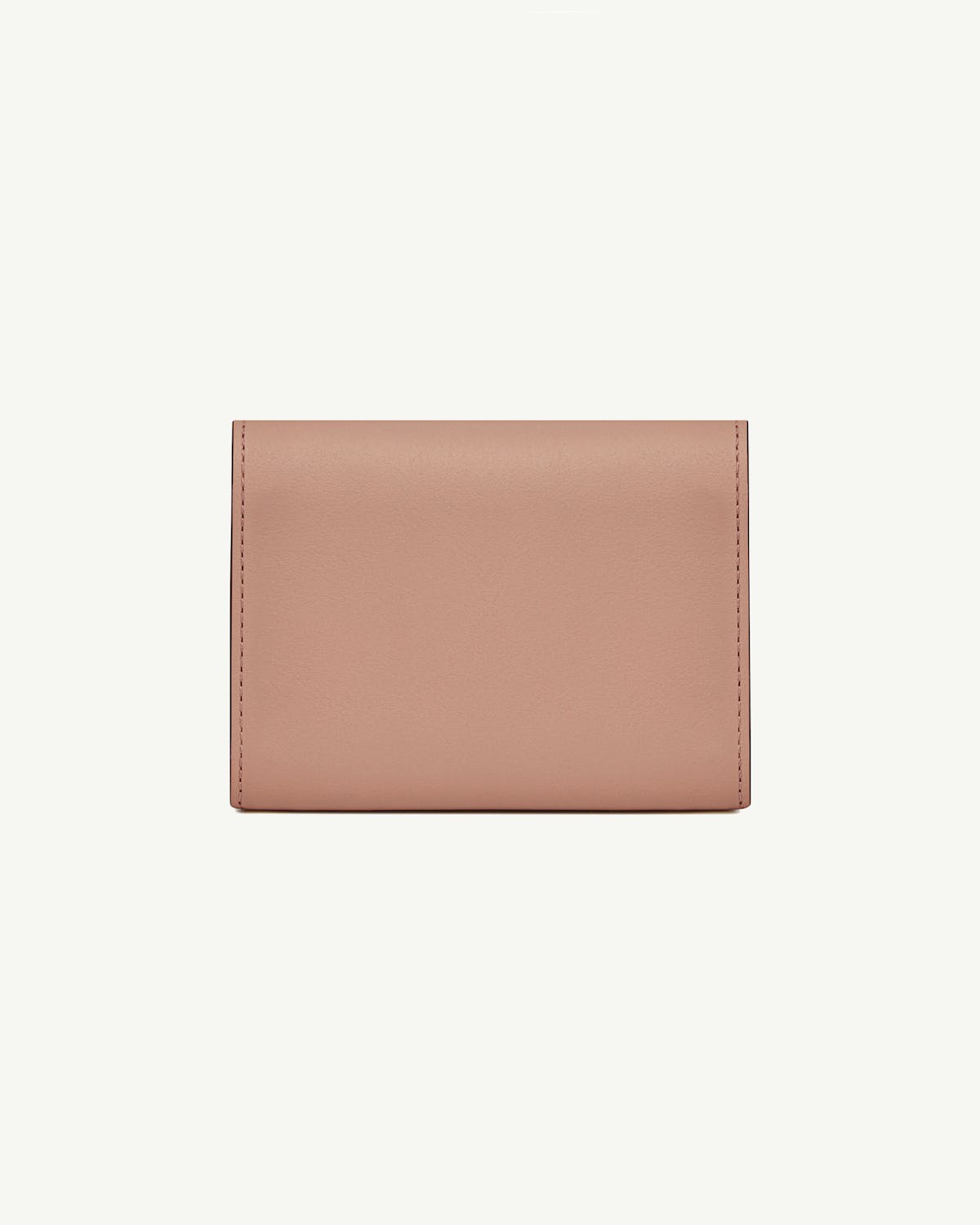 Rose mosaic trifold wallet with smooth finish and visible edge stitching.
