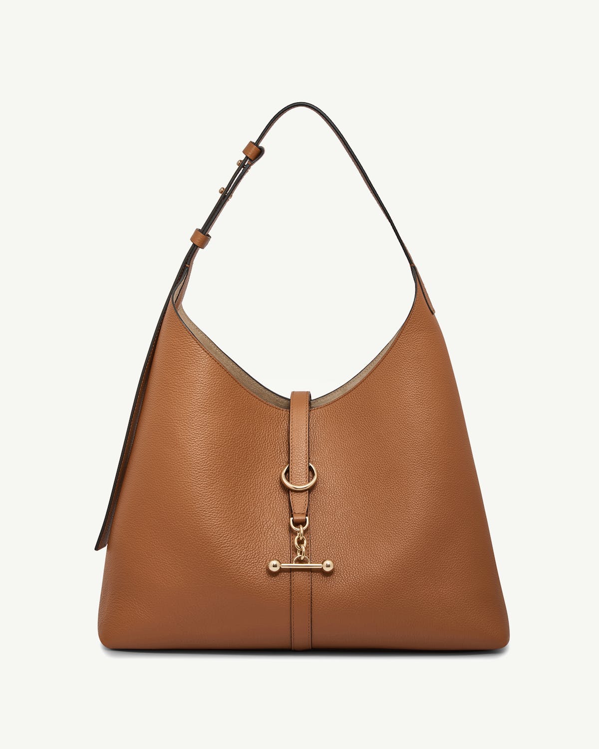 Tan Kite Hobo Maxi leather shoulder bag with gold toggle hardware