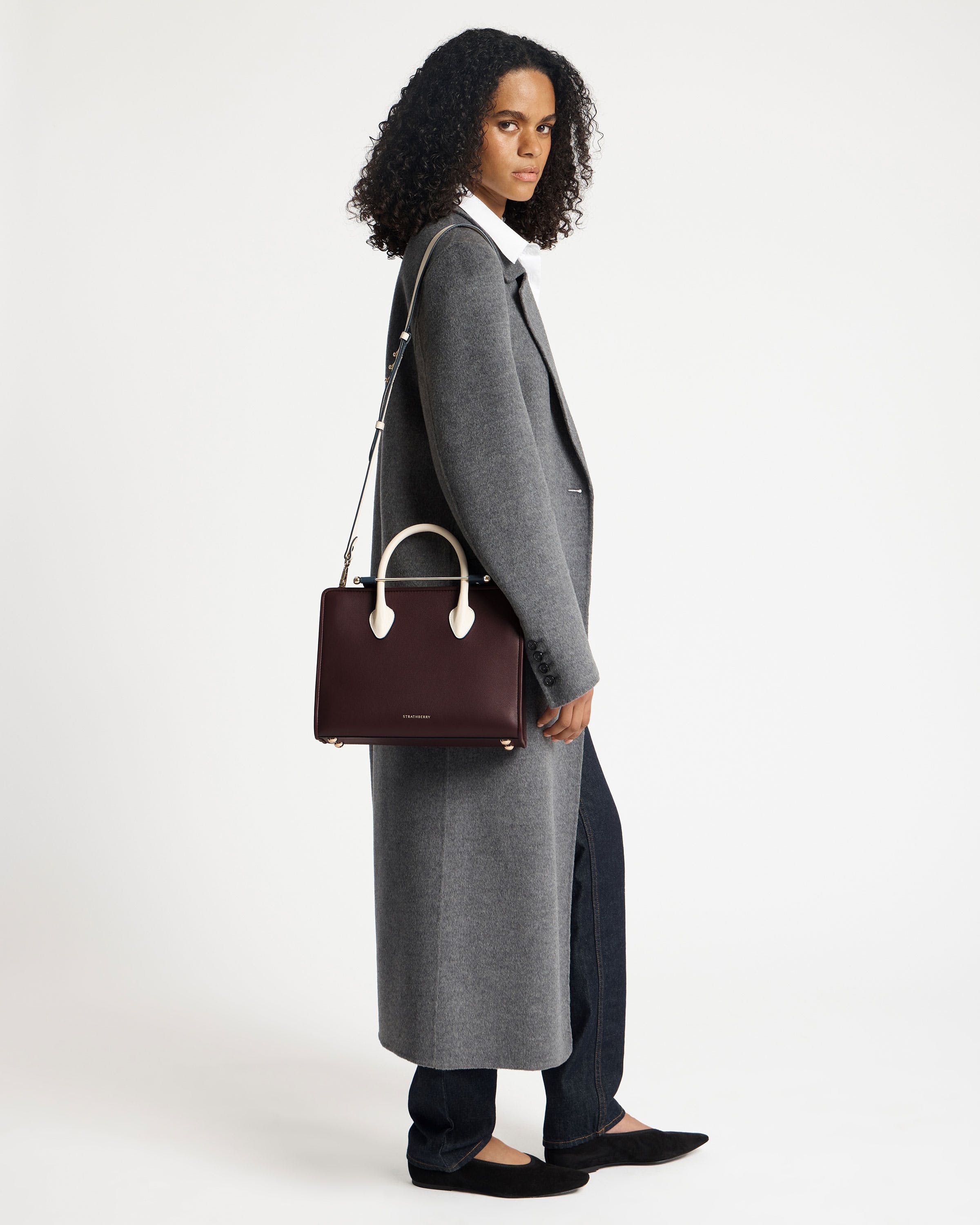 Midi Tote - Burgundy/Navy/Vanilla | Strathberry