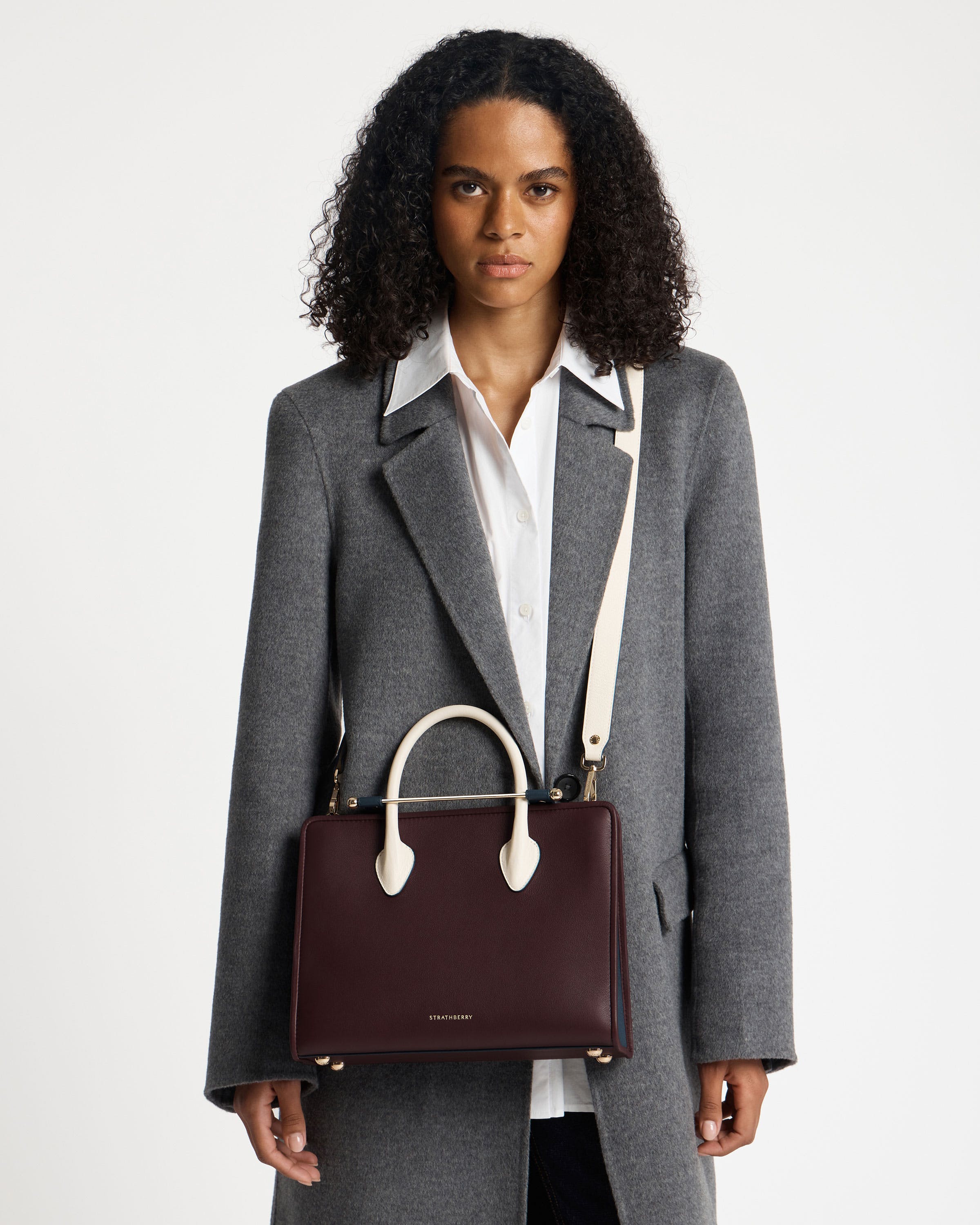 Midi Tote - Burgundy/Navy/Vanilla | Strathberry